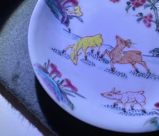 Six Chinese famille rose saucers and five cups, Kangxi and later